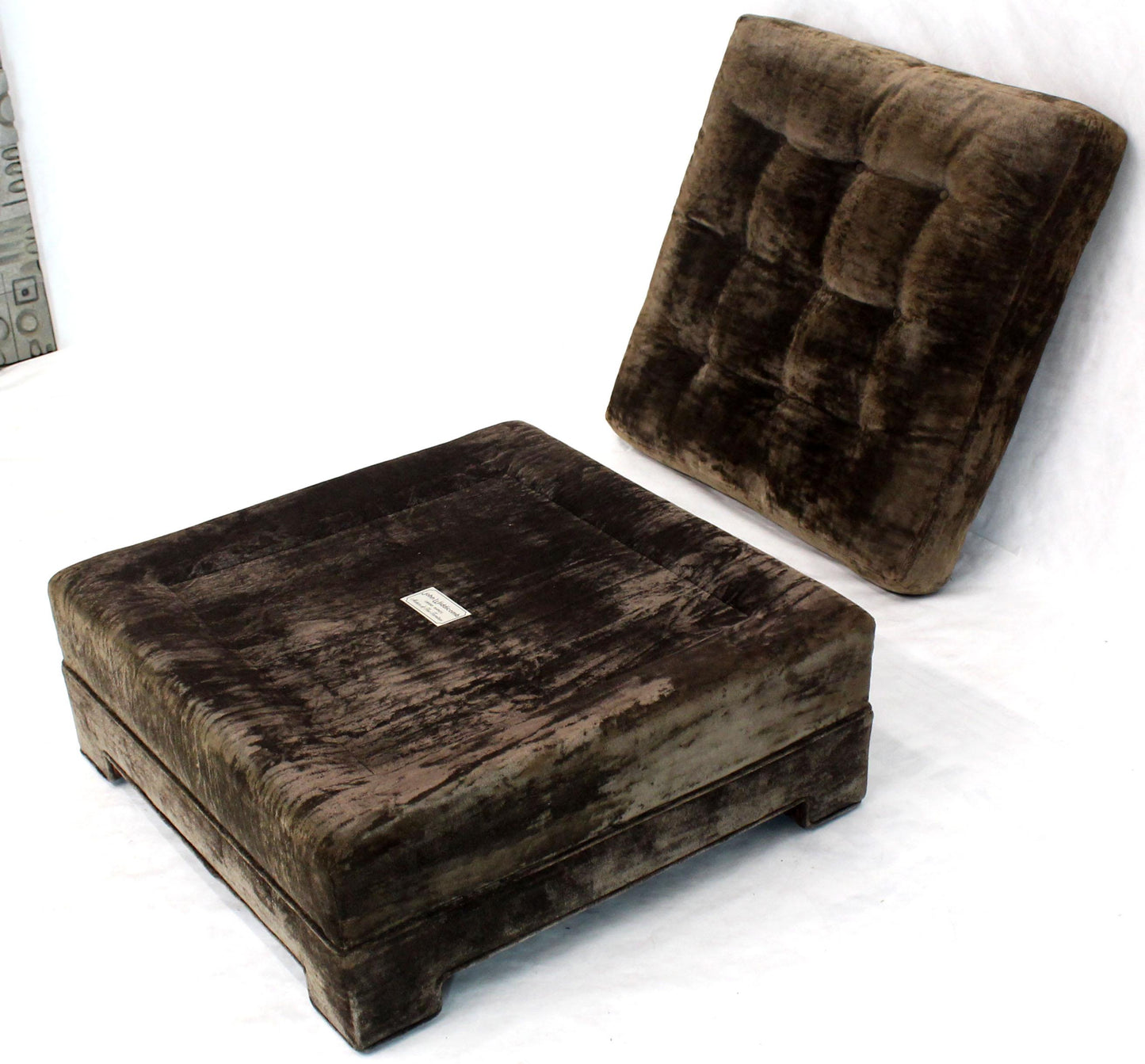 Large Square Deep Bronze Velvet Upholstery Tufted Upholstery Ottoman Footstool