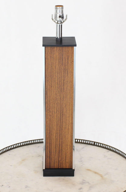 Rosewood and Chrome Square Pedestal Shape Table Lamp