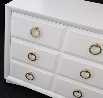 Pair of White Lacquer Gibbings for Widdicomb Dressers Bachelor Chests Brass Pull