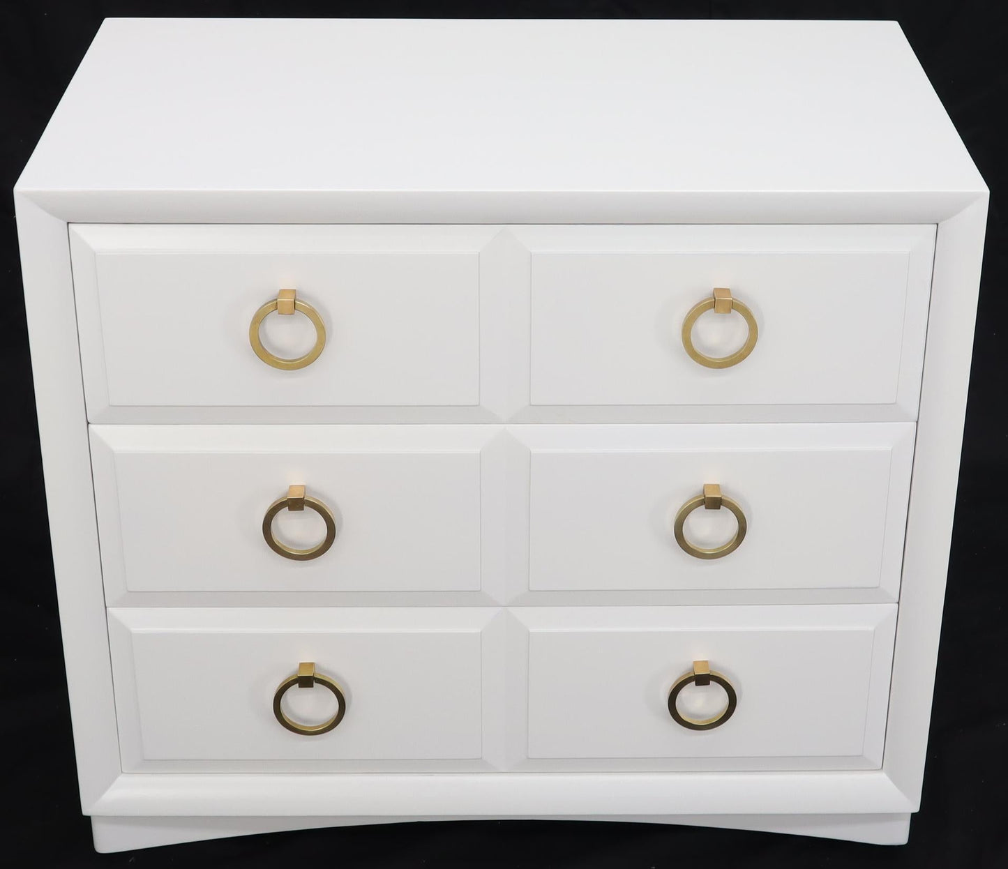 Pair of White Lacquer Gibbings for Widdicomb Dressers Bachelor Chests Brass Pull