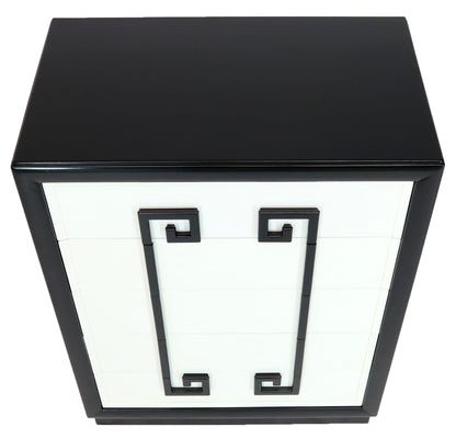 Kittinger Mandarin Style Chest Dresser Black and White Lacquer Five Drawers