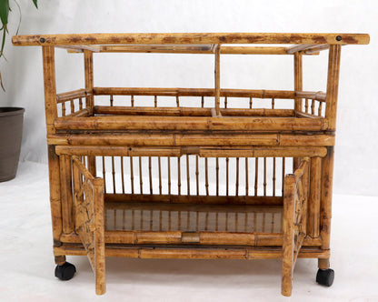 Decorative Burnt Bamboo & Glass Bar Cart