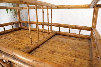 Decorative Burnt Bamboo & Glass Bar Cart