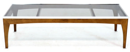 Rectangular Walnut Aluminum Frame Smoked Glass Coffee Table