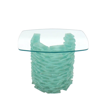 Stacked Glass "Ice Block" Base Side Table