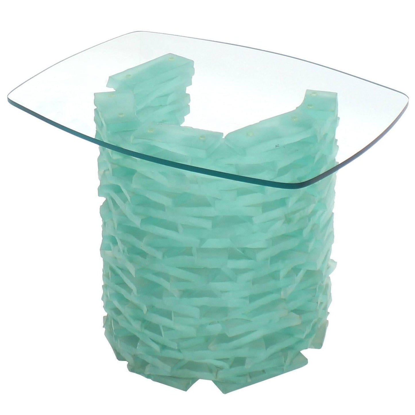 Stacked Glass "Ice Block" Base Side Table