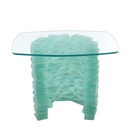 Stacked Glass "Ice Block" Base Side Table