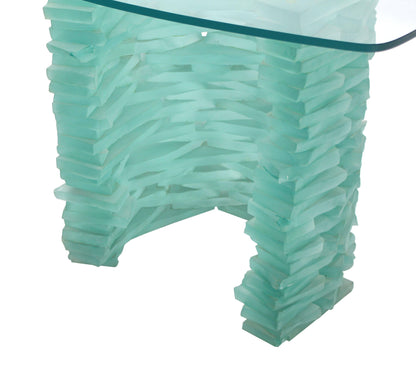 Stacked Glass "Ice Block" Base Side Table