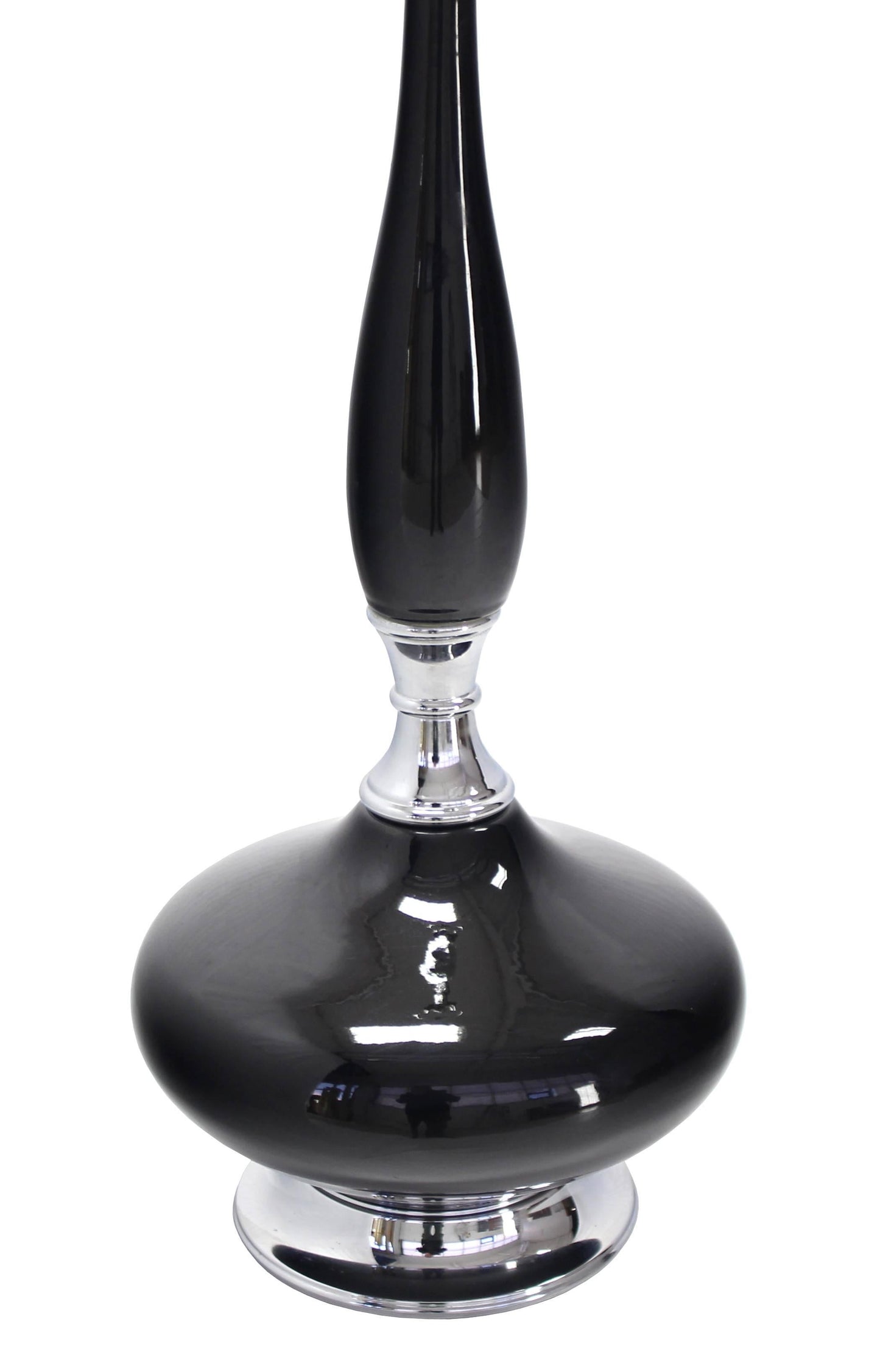 Black Pottery and Chrome Fenial Shape Table Lamp