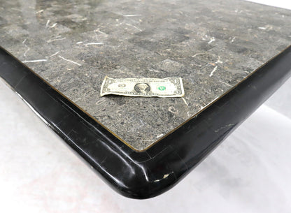 Large Tessellated Black & Grey Stone Brass Inlay Dining Table