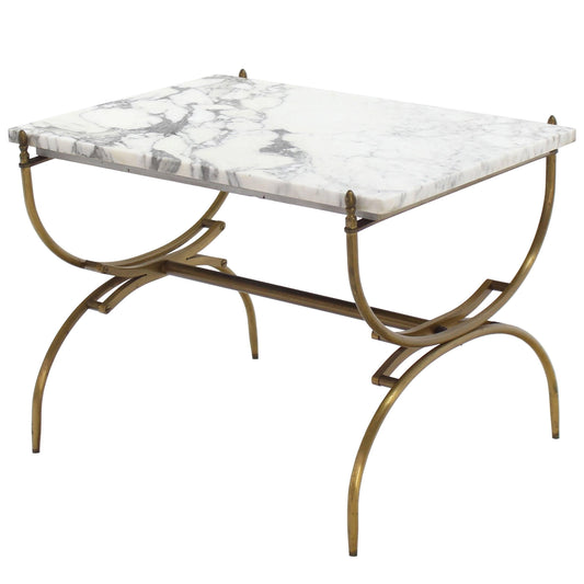 Solid Brass Marble Top Arch Shape Legs Side Table