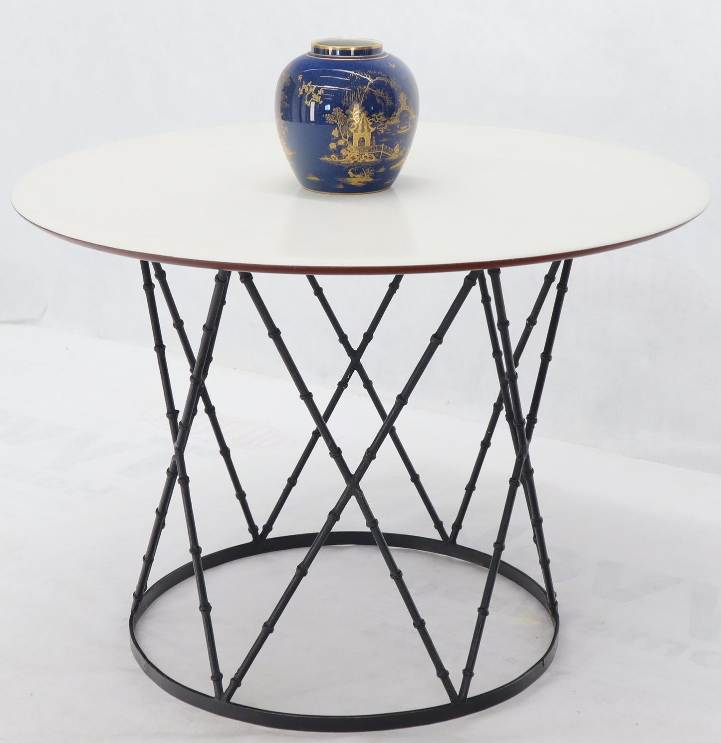 Enameled Top Faux Bamboo Base Mid-Century Modern Dining Dinette Table