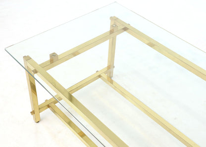 Square Solid Brass Profile Architectural Base Rectangular Coffee Table