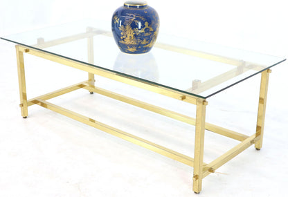 Square Solid Brass Profile Architectural Base Rectangular Coffee Table