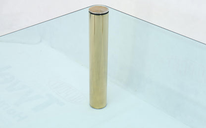 Large Square Thick Glass Top Dining Table on Brass Cylinder Legs