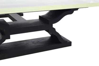 Very Large Heavy Ebonized Base Lucite Top Coffee Table