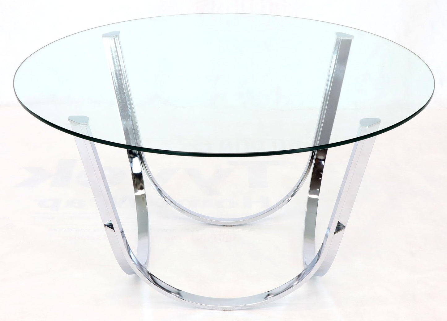 Tall Round Center Coffee Table Chrome and Glass