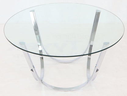 Tall Round Center Coffee Table Chrome and Glass