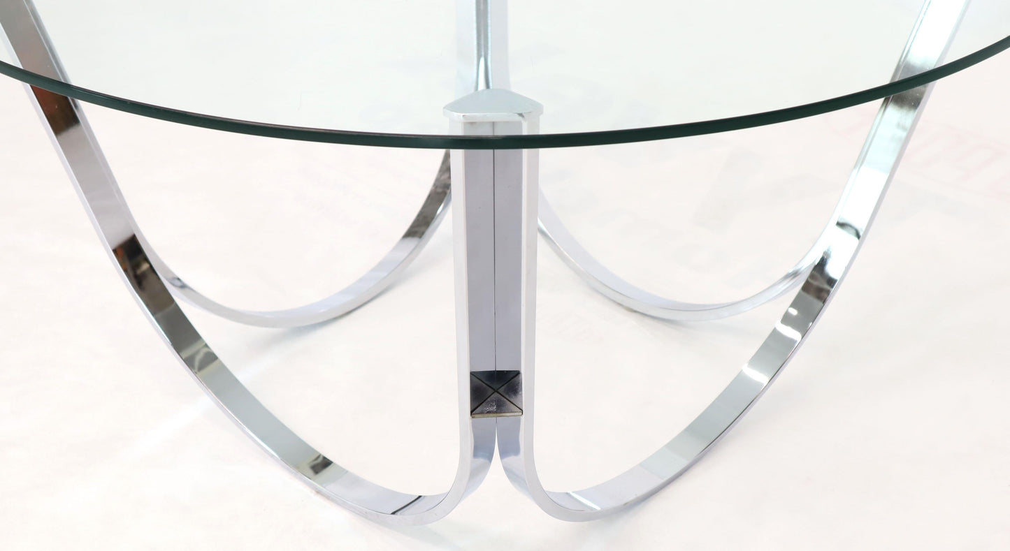 Tall Round Center Coffee Table Chrome and Glass