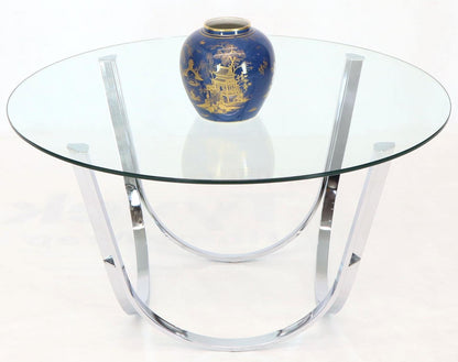 Tall Round Center Coffee Table Chrome and Glass