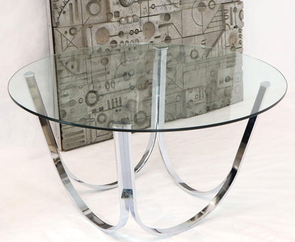 Tall Round Center Coffee Table Chrome and Glass