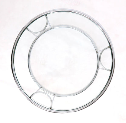 Pair of Round Chrome and Glass Nesting Side End Table 6 Pieces Set