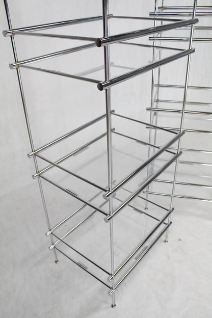 Pair of Deep Profile Chrome and Lucite Étagères Shelves