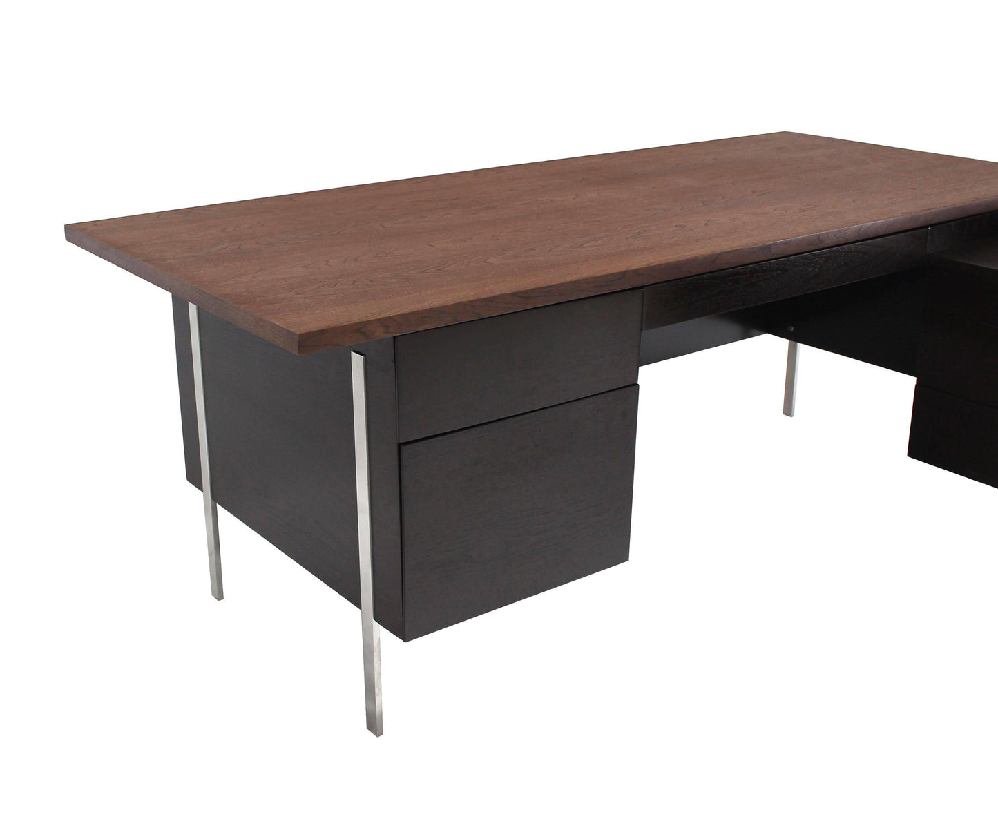 Large L Shape Walnut Desk with Return by Harvey Probber