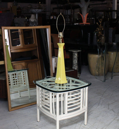 Hexagon Vase Shape Yellow Glaze Pottery Table Lamp