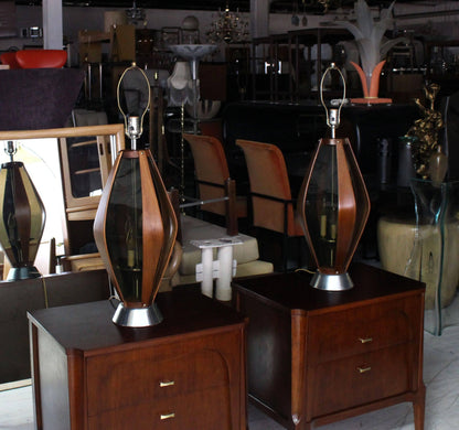 Pair of Mid-Century Modern Walnut Table Lamps