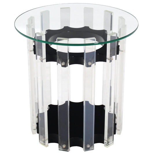 Lucite Base Round Side Table