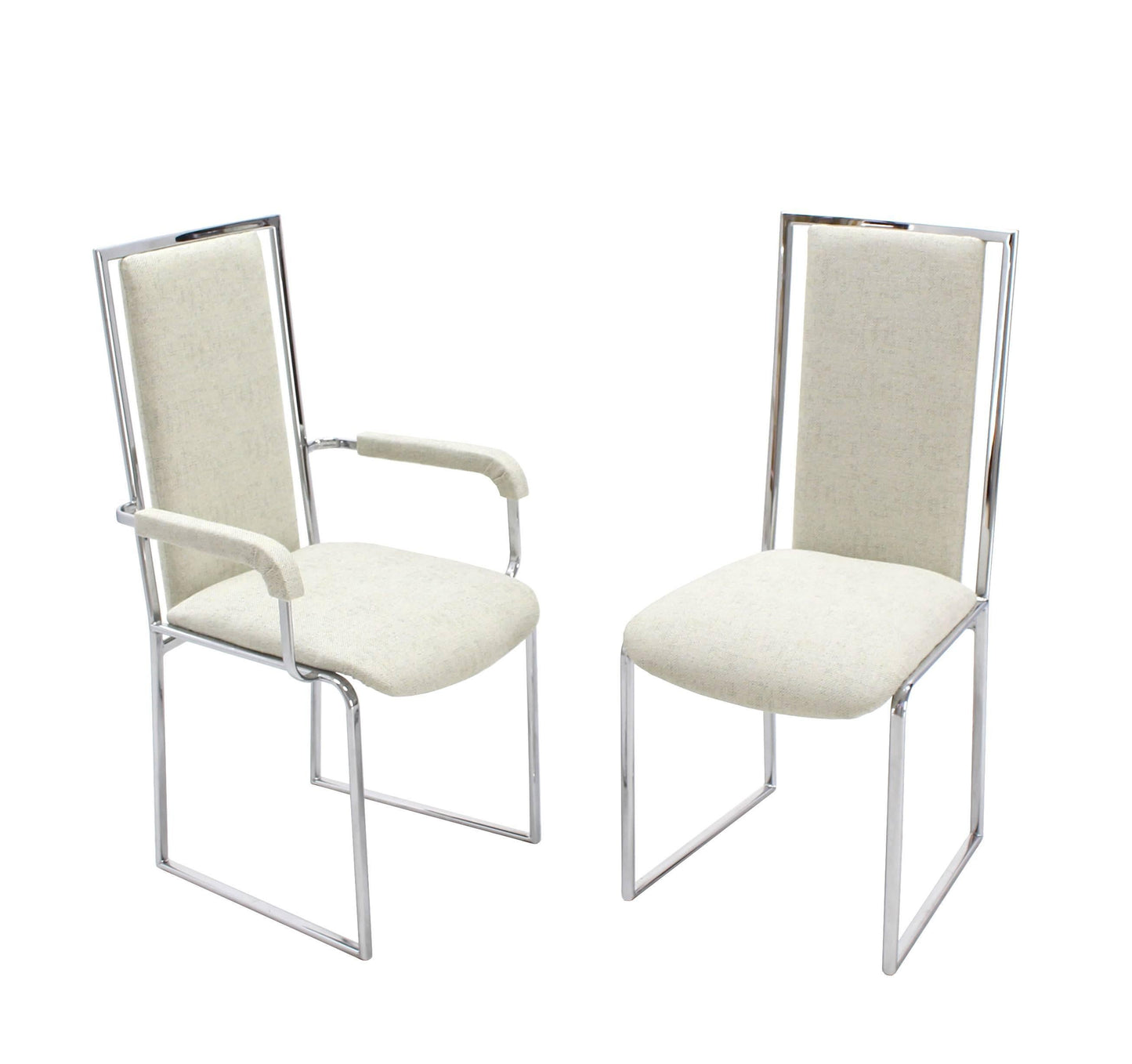 New Upholstery Six Mid-Century Modern Chrome Dining Chairs