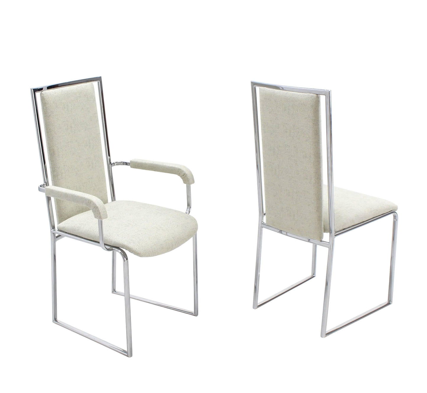 New Upholstery Six Mid-Century Modern Chrome Dining Chairs