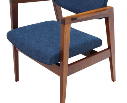 Solid Walnut Newly Upholstered Set of Four Gunlocke Chairs Risom Style