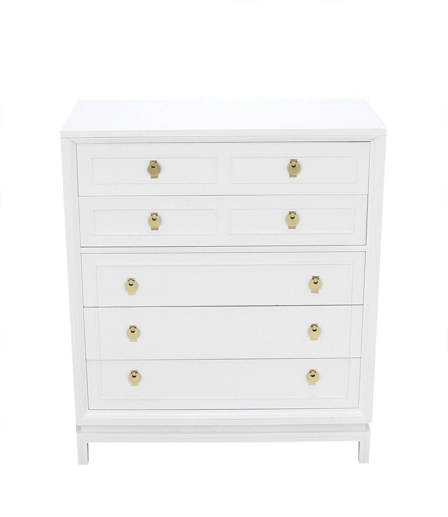 White Lacquer High Chest with Brass Pulls