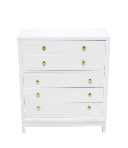 White Lacquer High Chest with Brass Pulls