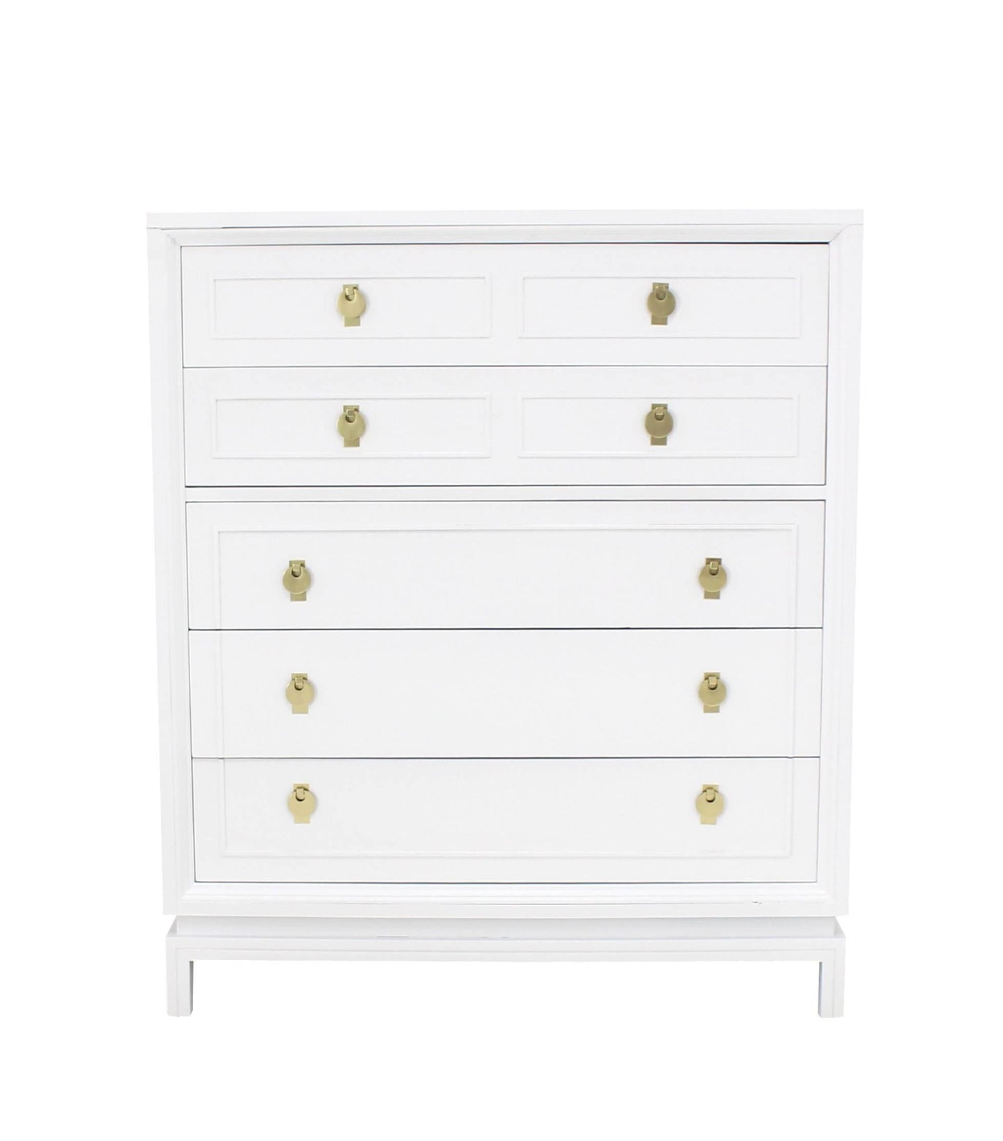 White Lacquer High Chest with Brass Pulls