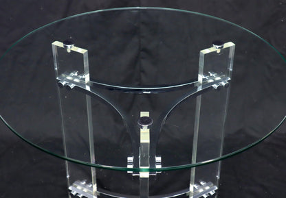 Round Glass Chrome & Lucite Occasional Side End Table Stand Charles Hollis Jones