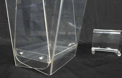 Mid-Century Modern Bent Lucite & Chrome Paper Basket & Letter Holder