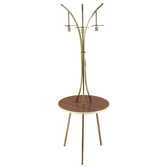 Brass Tri Leg Tripod Base Round Side Table Floor Lamp