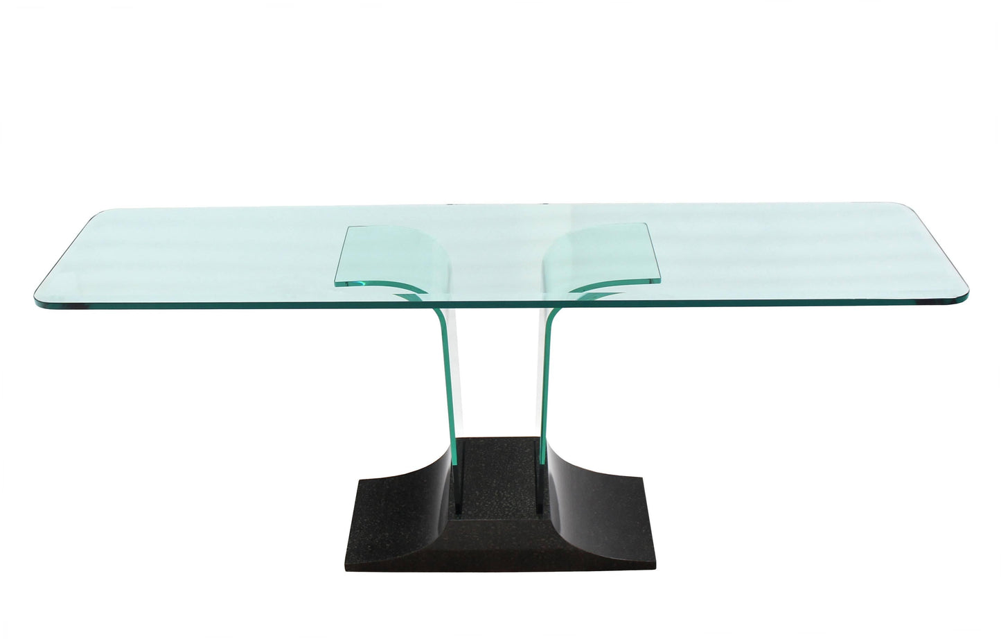 Large Bent Glass Italian Mid Century Modern Console Sofa Table