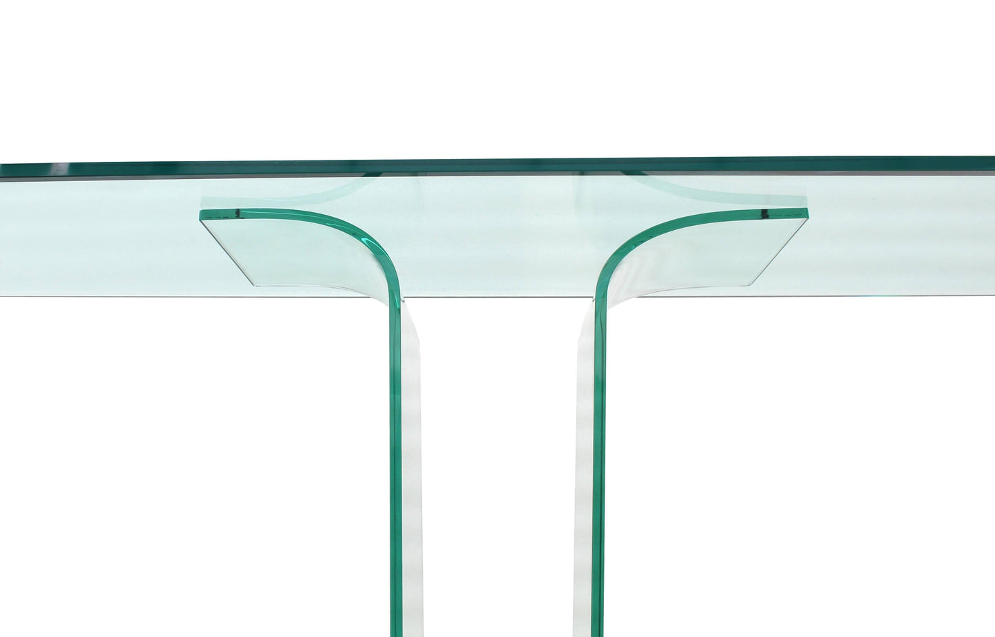 Large Bent Glass Italian Mid Century Modern Console Sofa Table