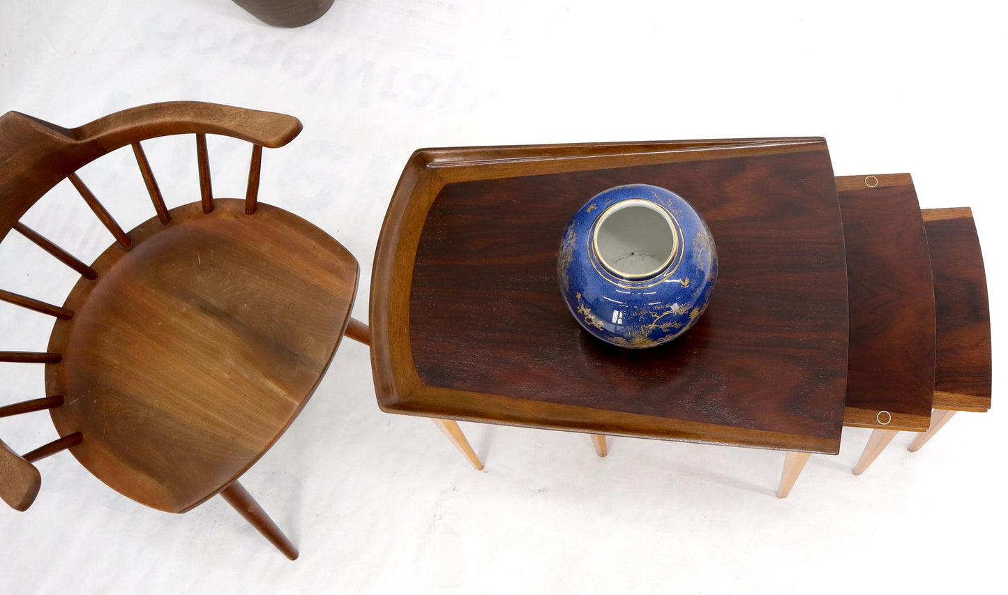 Rare Set of Three Nesting Table in Rosewood & Birch by Erno Fabry