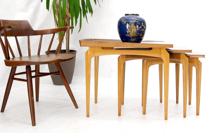 Rare Set of Three Nesting Table in Rosewood & Birch by Erno Fabry