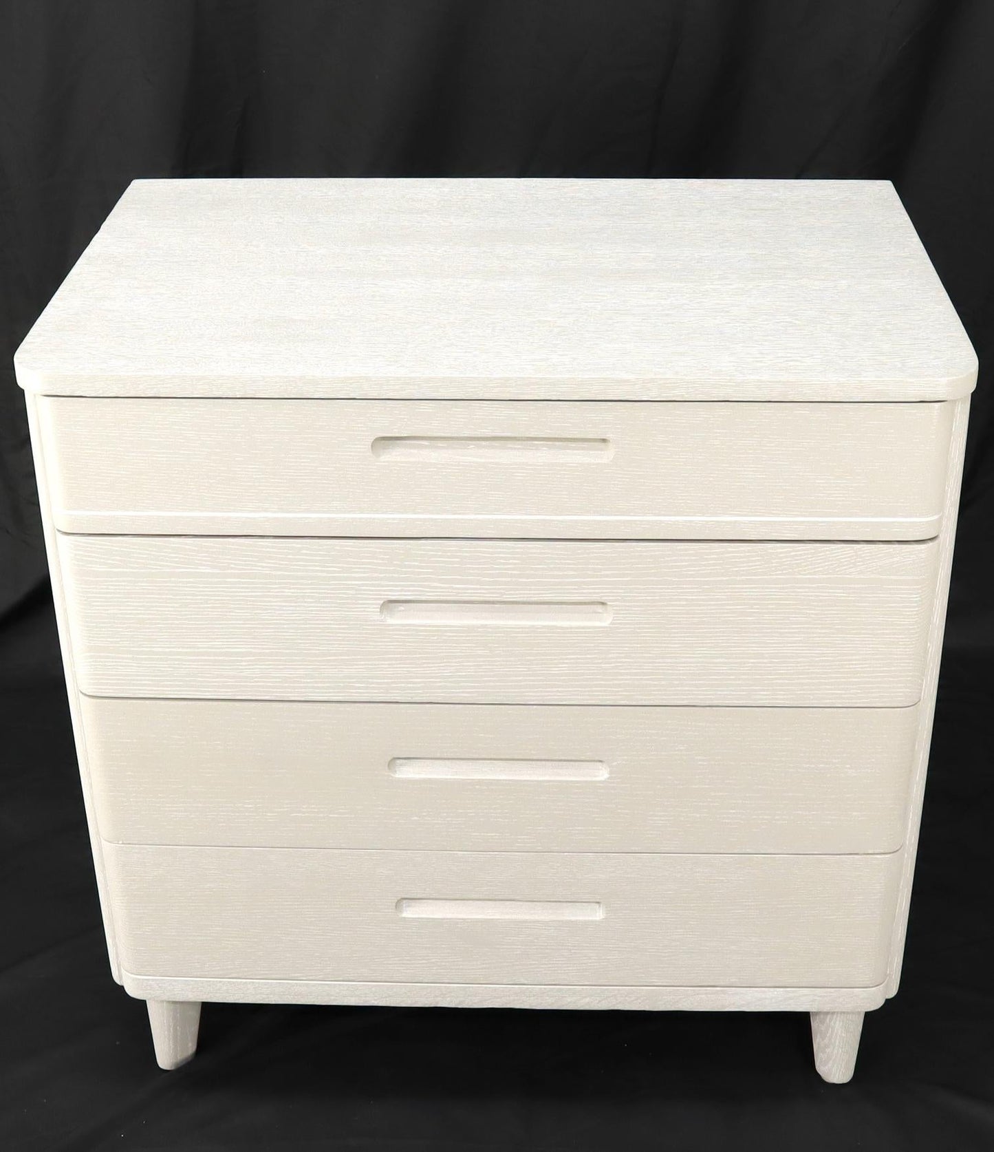 Pair of Restored Solid Oak Cerused White & Grey Finish 4 Drawers Bachelor Chests