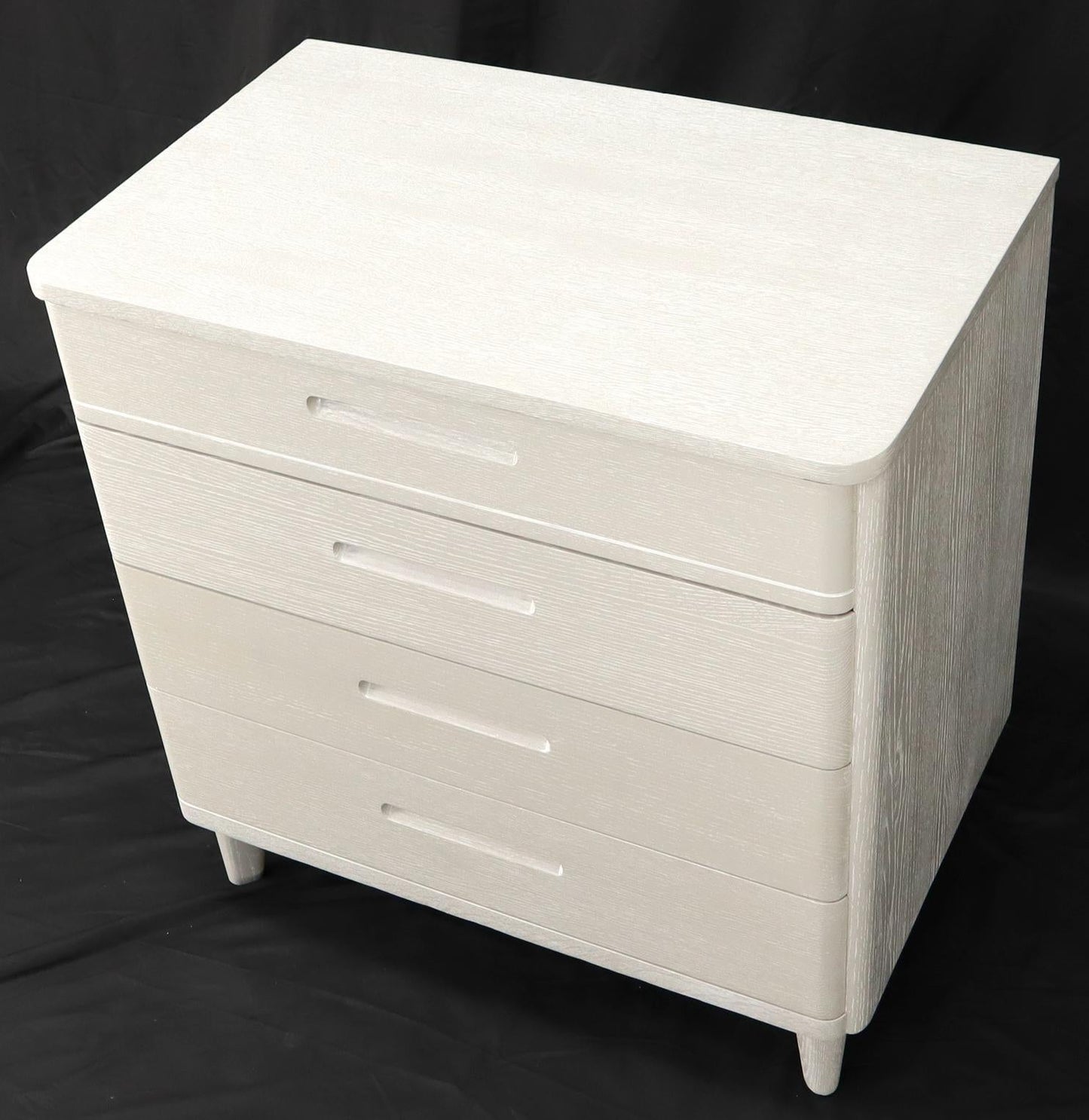 Pair of Restored Solid Oak Cerused White & Grey Finish 4 Drawers Bachelor Chests