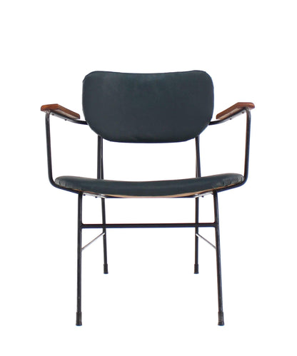 Rare Design Bent Wire Frame Wood Arm Mid-Century Modern Dining Side Chair