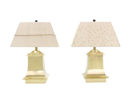 Interactive Brass Beads Shades Square Brass Bases Table Lamps Mid-Century Modern