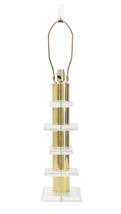 Stacked Lucite Brass Cylinders Table Lamp Lucite Finial