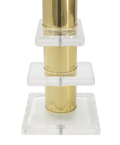 Stacked Lucite Brass Cylinders Table Lamp Lucite Finial